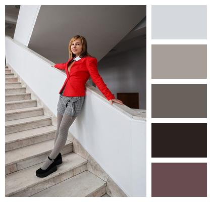 Marble Staircase Stairs Woman Image